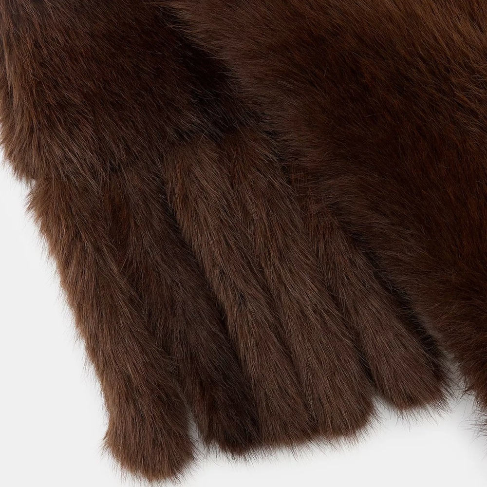 ZARA FAUX FUR FRINGED SCARF - Picture 14 of 14